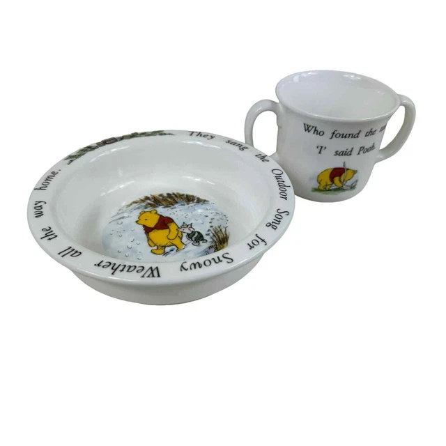 DISNEY ROYAL DOULTON Winnie The Pooh Glazed Porcelain Tea Cup Bowl Set