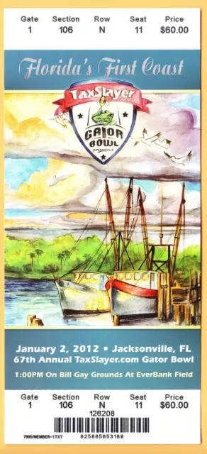 2012 GATOR BOWL Ticket FLORIDA GATORS vs OHIO STATE BUCKEYES College Football