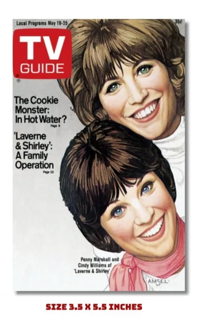 Laverne And Shirley Fridge Magnet 1979 Tv Guide Cover 3.5 X 5.5 "