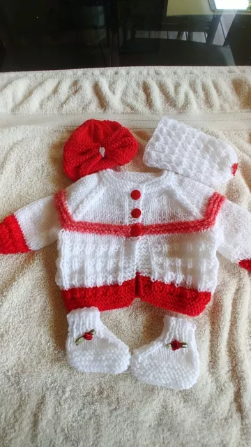 Hand knitted  baby sets Birth to 3 month 17 inch Chest in soft yarn
