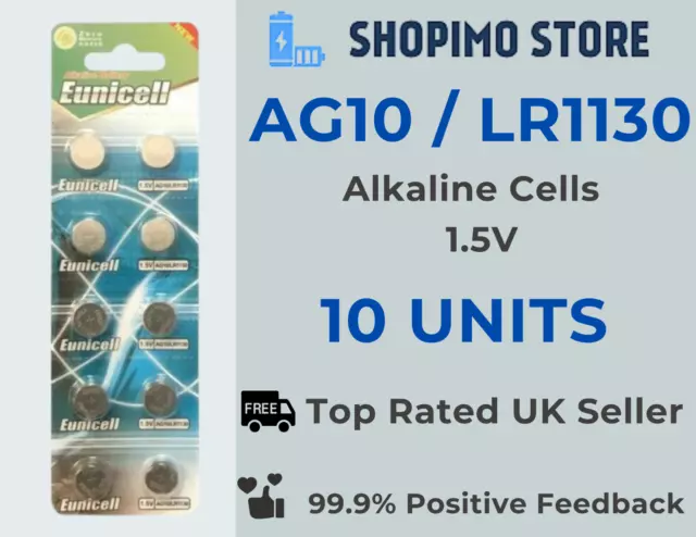 10 X LR1130 LR54 390 389 17 L1131 1.5v Alkaline Button Coin Cell AG10 Battery