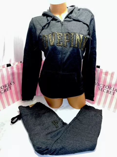 Victorias Secret PINK Perfect Full Zip Hoodie & Skinny Jogger Set Medium 2