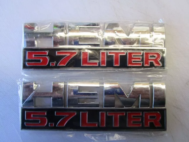 2 PCS.  Hemi 5.7 LITER Side Fender Emblem Badges 3D COMPATABLE FOR RAM 1500