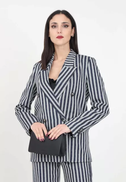 VICOLO Giacche Donna Blu  Blazer da donna doppiopetto blu e grigio Primavera est