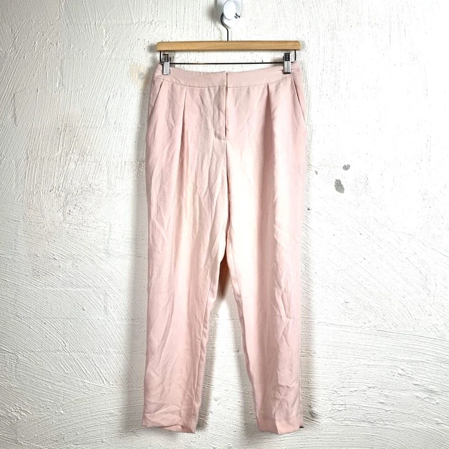 FOREVER NEW Womens Dress Crop Pants Size 8 Soft Pink High Rise Straight