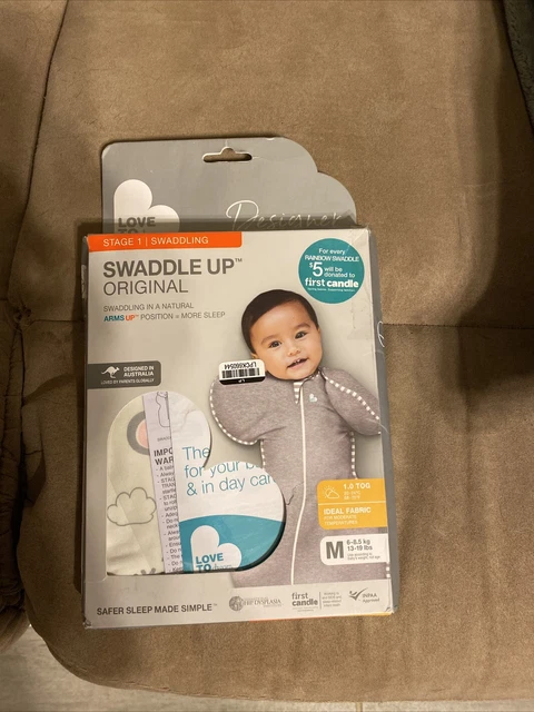 Love To Dream Swaddle UP, White Rainbow Medium, 13-19 lbs Stage 1 Swaddling