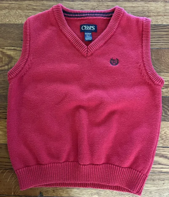 Ralph Lauren Chaps Red Knit Sweater Vest Boys Size XS 6/7