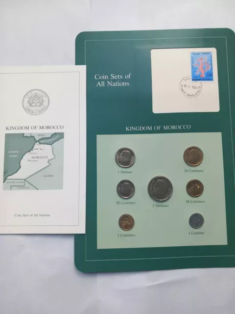 Coin Sets of All Nations - Kingdom Of Morocco Pristine Unc Coin Set, Coa Inc