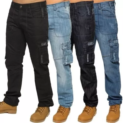 Enzo Combat Jeans Hommes Cargo Pantalon Décontracté Travail UK Taille