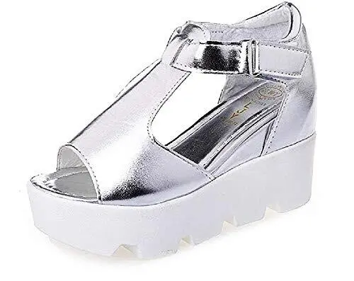 Scarpe Sandali per Donna Colore Argento Zeppa L.23404