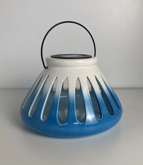 Elambia Outdoor Laterne Windlicht Hängend NEU OVP QVC Blau Weiß