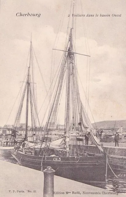 CPA 50 NORMANDIE Manche CHERBOURG Bateaux  Voiliers dans le Bassin Ouest SHIPS