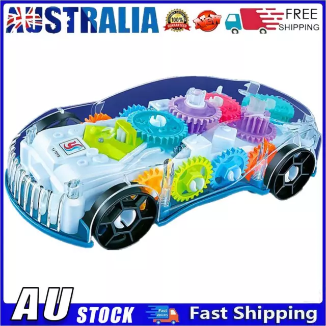 Light Music Electronic Transparent Body Mechanical Gear Model Car (B)