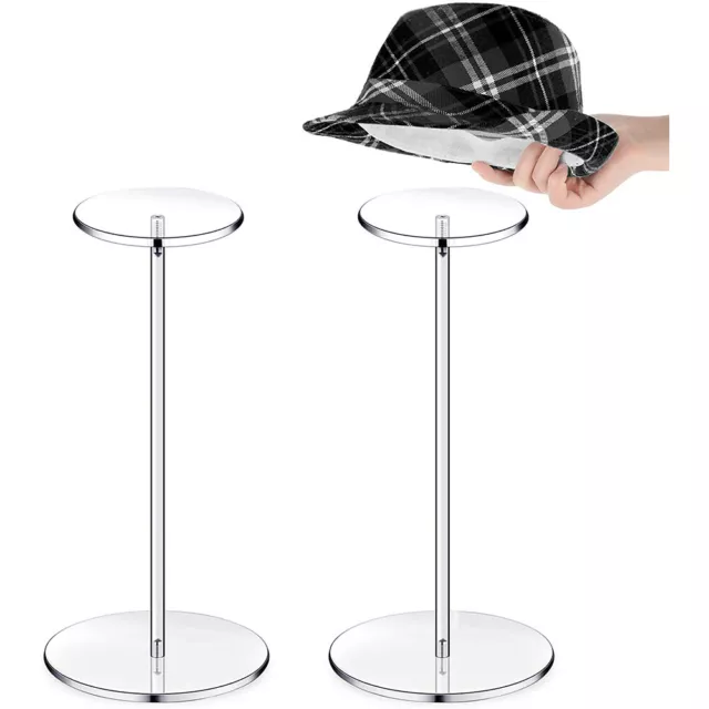 Clear Acrylic Hat Wig Display Stand Head Cap Hair Holder Foldable Stable Stand