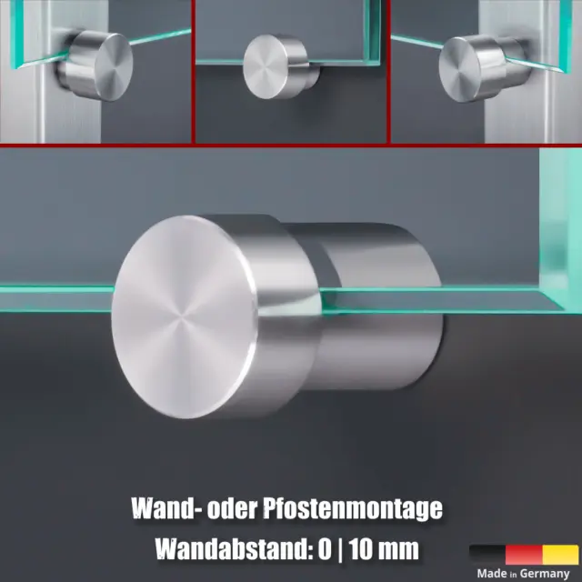 großer Spiegelhalter Klemmhalter Edelstahl für schwere Platten Ø:25mm PS:2-10mm