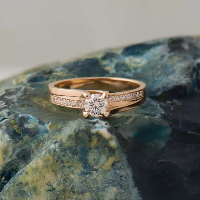 0.50 Ct Round Cut Simulated Diamond Solitaire Engagement Ring 14K Rose Gold Over