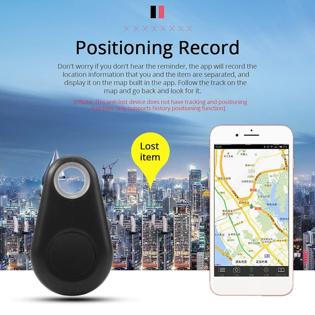 Dispositivo rastreador localizador de alarma rastreador compatible con Bluetooth antipérdida (negro)