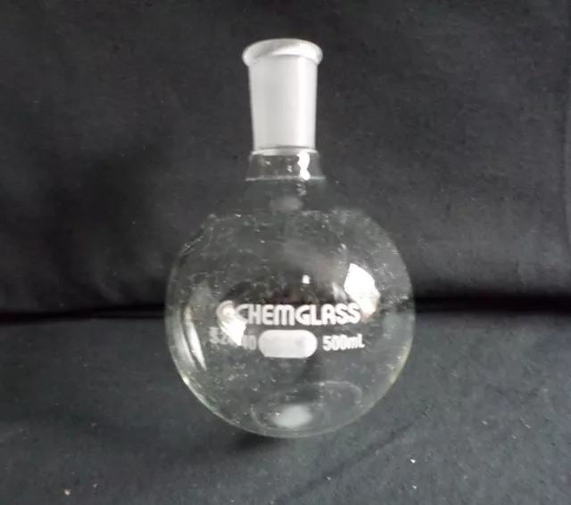 Chemglass 500mL 24/40 Heavy Wall Glass Round Bottom Distilling Flask CG-1506-20