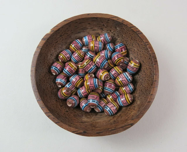 Porzellan Inka Keramikperlen 18x7mm Oval Loch 2mm Handarbeit zum basteln bunt