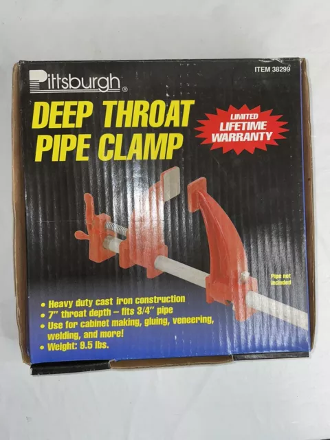 Pittsburgh Deep Throat Pipe Clamp New In Open Box Cast Iron 7” Depth 3/4”