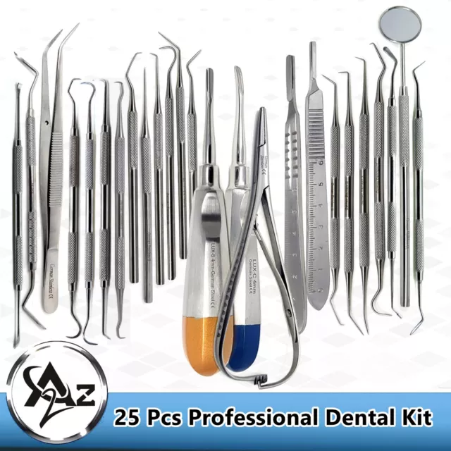 Dental Instruments Scaler Tools Teeth Cleaning 25 Pcs Oral Hygiene Deep Set Kit