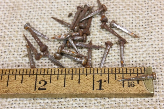 5/8” old Cobblers Shoe NAILS 25 Tacks 3/16” round domed head vintage Brads