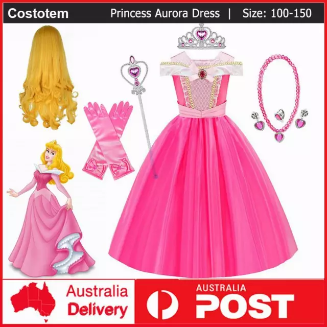 Girl Princess Aurora Sleeping Beauty Cosplay Costume Party Fancy Dress Gift Kids