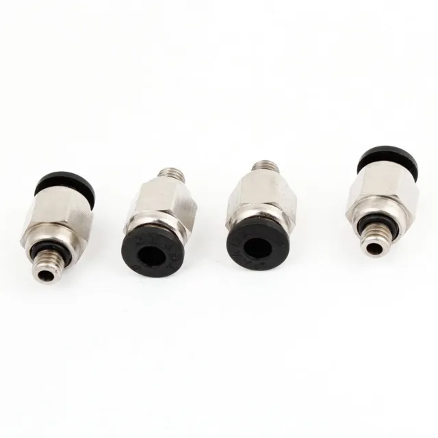 4 x Pneumatic 4mm Tube OD Silver Tone Push in Quick Coupler Gas Fitting