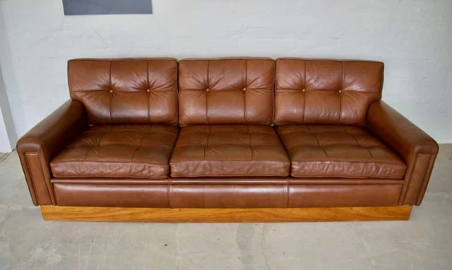 1970,s VINTAGE SWEDISH 3 PERSON  SOFA IN COGNAC LEATHER