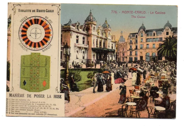 CPA - MONTE CARLO - Le Casino - regles de la roulette - animée - voyagée en 1923