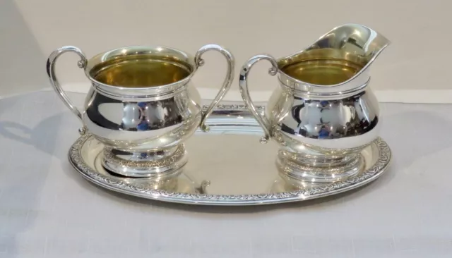 Vintage International Prelude Sterling Silver   Sugar, Creamer , & Tray Pristine