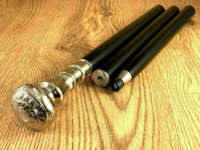 Brass Solid Head Handle Walking Stick Vintage Wooden Cane Designer Antique