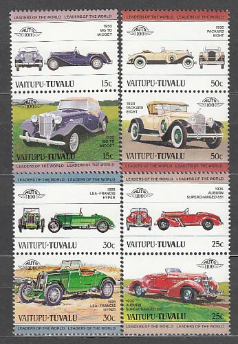 Tuvalu - Vaitupu Post Yvert 1/8 MNH Autos