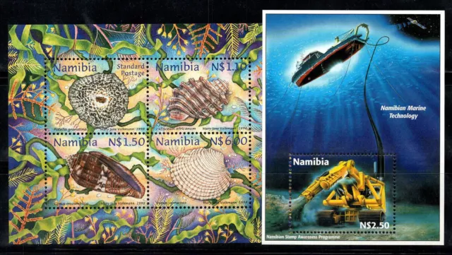 Namibie 1998 Mi. Bl.39-40 Bloc Feuillet 100% Neuf ** Mollusques et crustacés,Tec