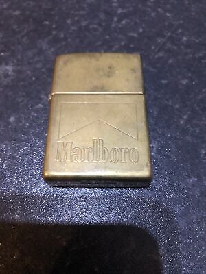 Vintage Zippo Marlboro Solid Brass lighter. Engraved XV