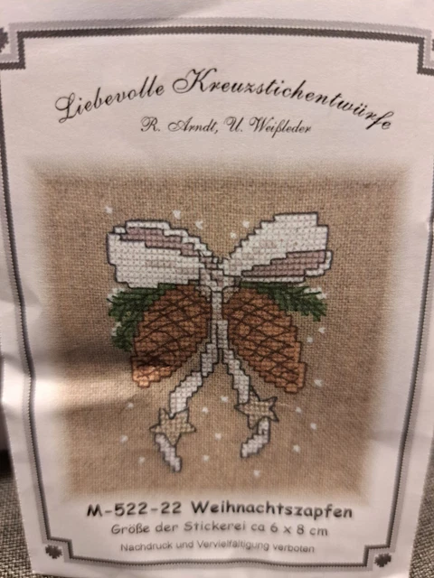 Stickvorlage Kreuzstich Stickbild point de croix Patchwork Schnee Zapfen LKE