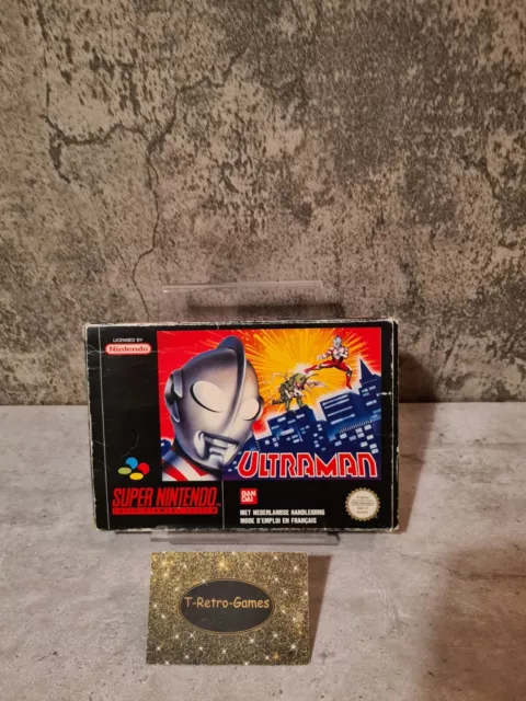 SNES Super Nintendo Ultraman con IMBALLO ORIGINALE e istruzioni FAH