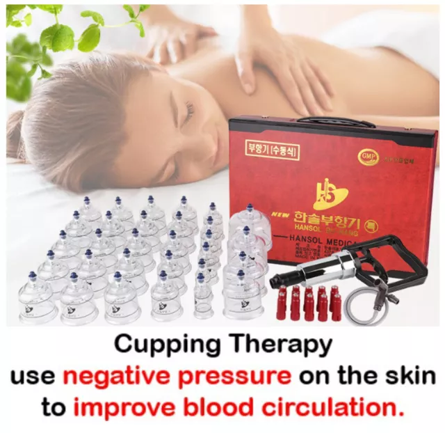 Hansol Professional Cupping Therapy Equipment Set 30 Cup + Pumping Handle Gifts