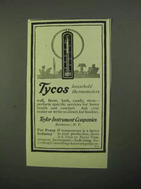 1922 Taylor Instrument Tycos household thermometers Ad