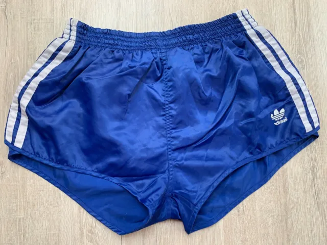 Pantaloni Oldschoool vintage retrò anni '80 Adidas blu lucido nylon sprinter pantaloncini M
