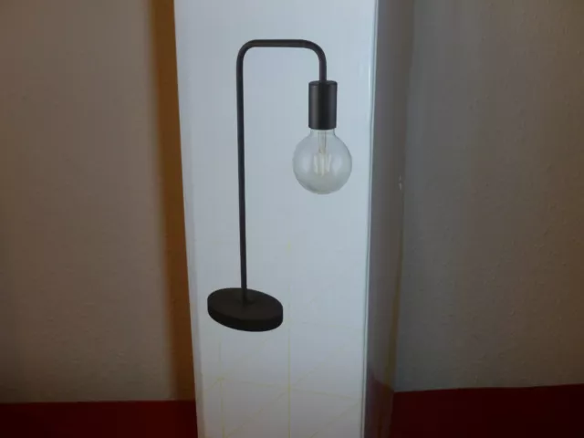 Wirkungsvolle Tischlampe 51cm hoch aus Metall in schwarz matt, E27 Eßzimmerlampe