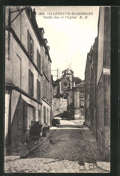 CPA Villeneuve-St-Georges, Vieille Rue et l´Eglise