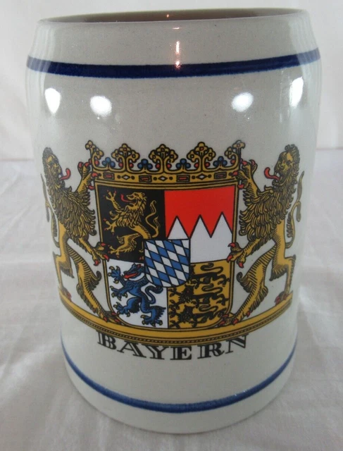 Bayern Half Liter Stoneware Beer Stein Mug Oktoberfest West Germany Vintage