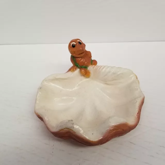 Vintage 1970s Turtle w/ Sea Shell Ashtray, Beach House Decor, Man Cave