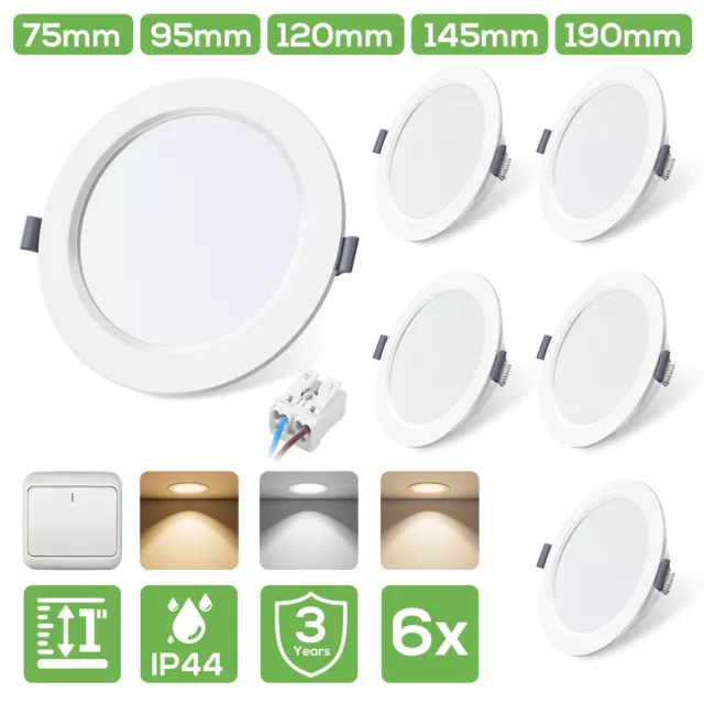 LED Ceiling Light Recessed Ultra Slim Panel Down Lights Round Bathroom Spot Lamp