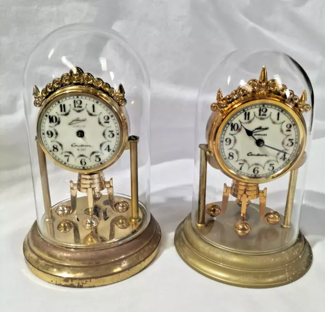 2 x Vintage Wind Up Anniversary Clock Schmid Germany 8 Day Clocks Unrestored AF