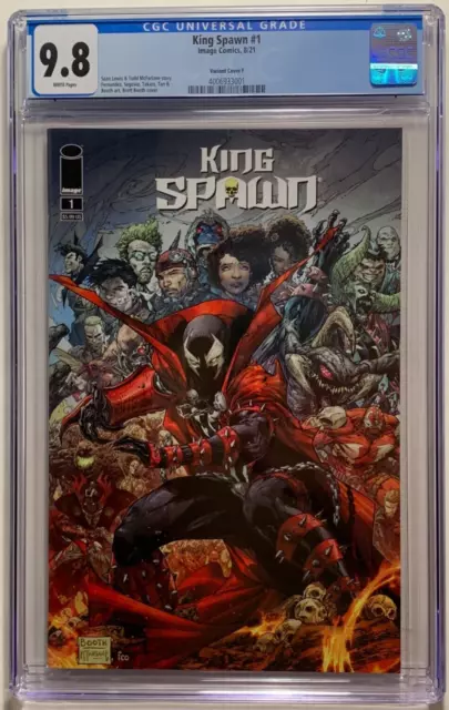 KING SPAWN #1 (8'21) CGC 9.8 NM/M TODD McFARLANE STORY BOOTH CONNECTING COVER