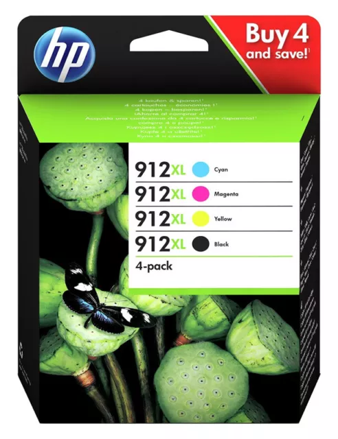 4x CARTUCCE ORIGINALI HP 912 XL OfficeJet 8012 8014 8015 Pro 8022 8023 8024 8025