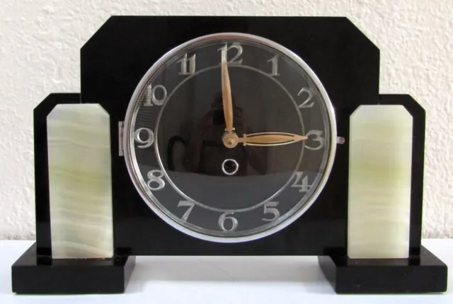 French Art Deco 1930s MARTI Marble and Onyx Clock