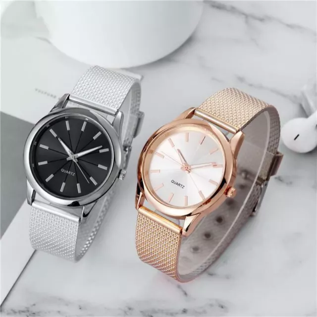 Genf Luxus Damen Männer Mädchen Gold Silber Schwarz Legierung Analog Uhr Armbanduhr Netz 3